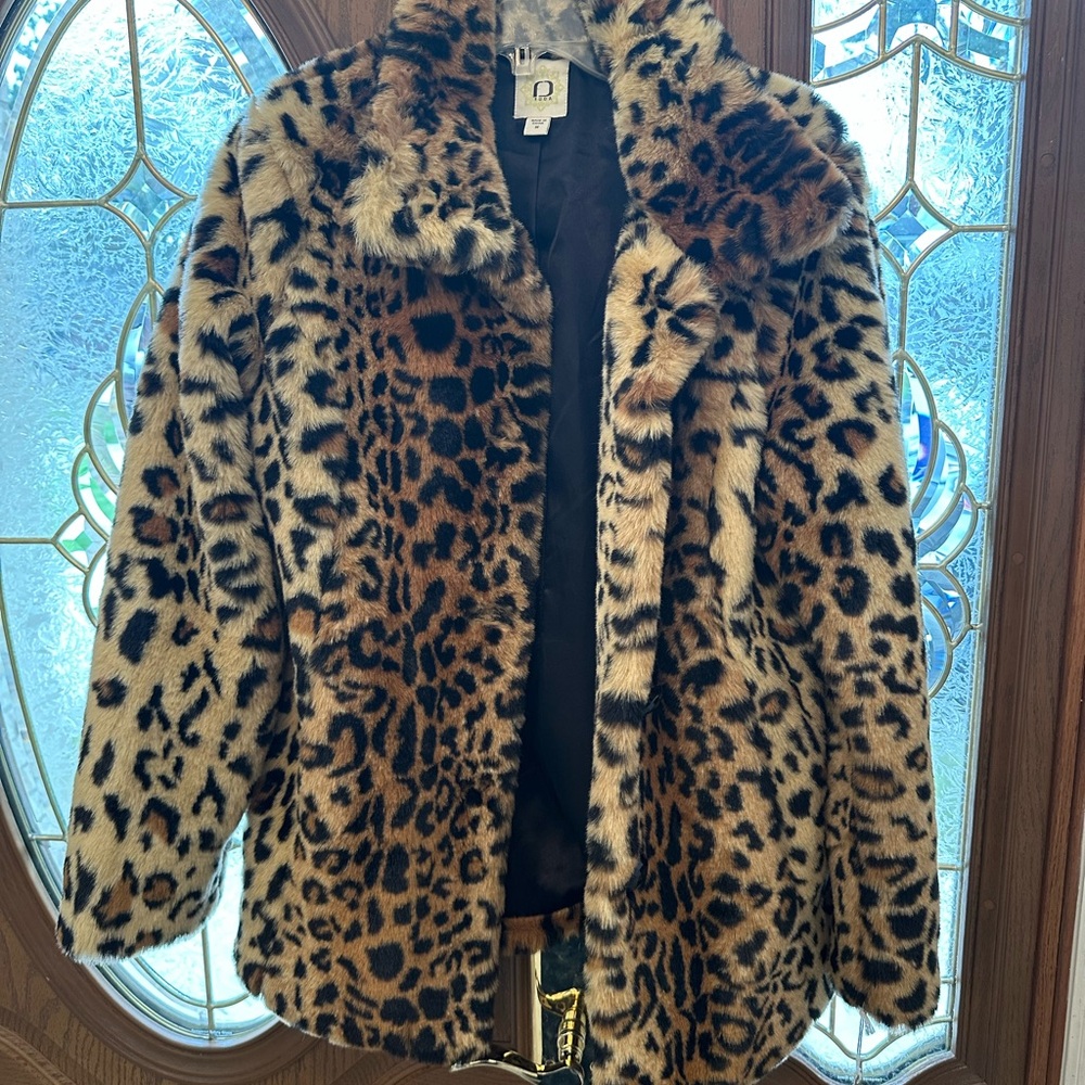 Leopard Print Faux Fur Coat